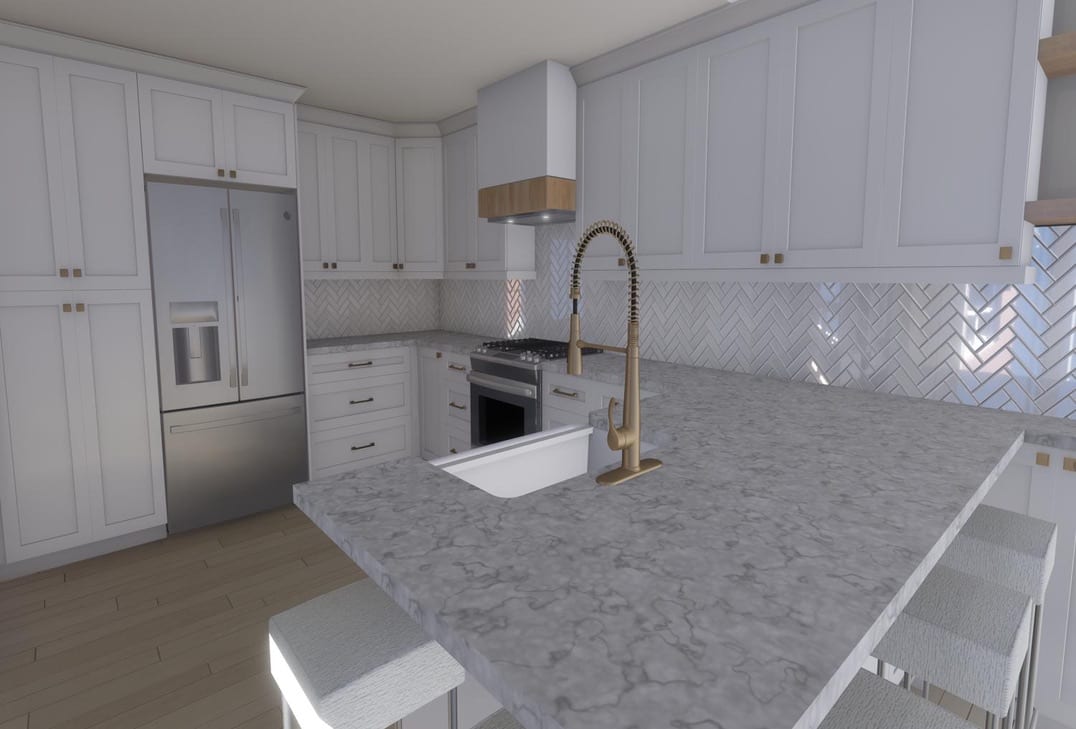 Rendering of the Bailey kitchen before construction